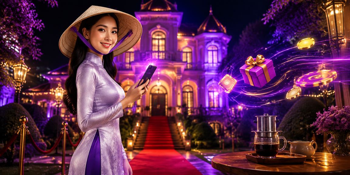 Người phụ nữ đội nón lá tại Đà Lạt xem thông tin đăng ký nhận bonus trên điện thoại