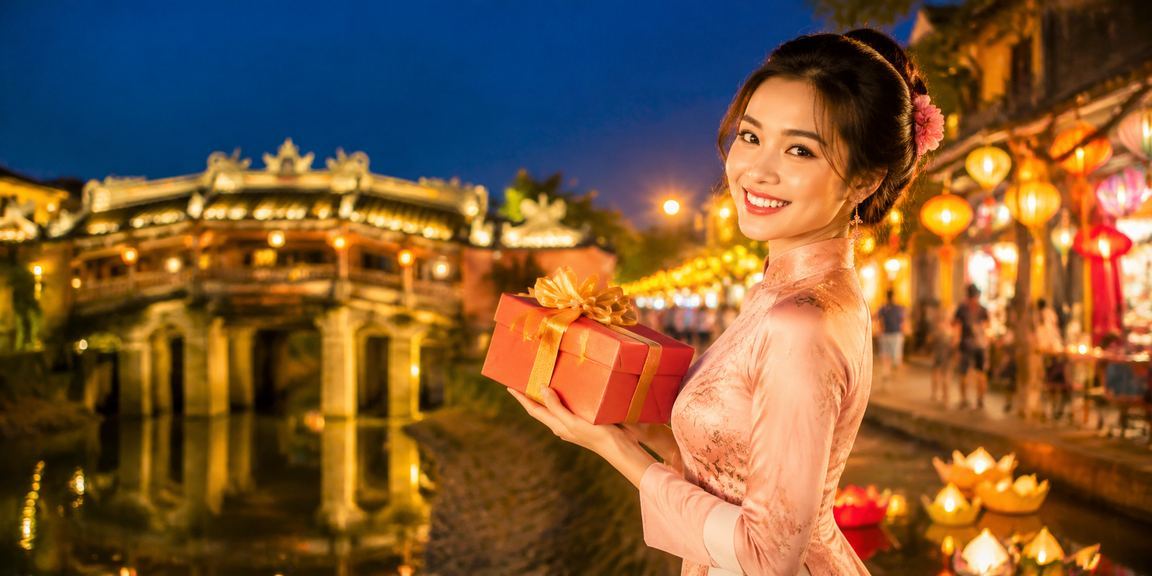 Người dùng trải nghiệm jackpot và cá cược trực tuyến tại khu chợ đêm Hội An vào buổi tối